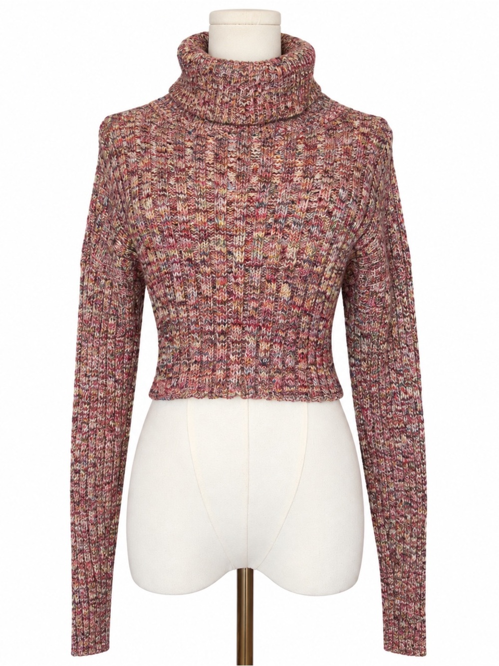 Women’s Multicolor Rainbow Knit Turtleneck Sweater